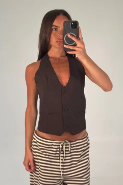 Aimee Waistcoat Coffee
