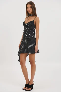 Alora Scoop Dress Black Polka