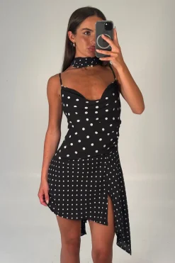 Alora Scoop Dress Black Polka