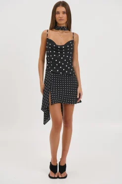 Alora Scoop Dress Black Polka
