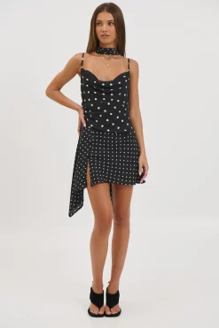 Alora Scoop Dress Black Polka