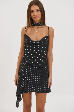 Alora Scoop Dress Black Polka