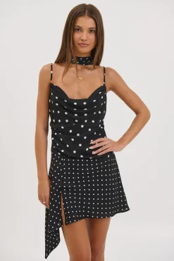 Alora Scoop Dress Black Polka