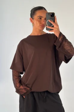 Amanda Lace Tee Dark Chocolate