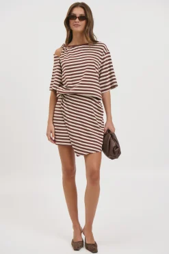 Anastasia Tee Dress Chocolate Stripe