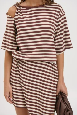 Anastasia Tee Dress Chocolate Stripe