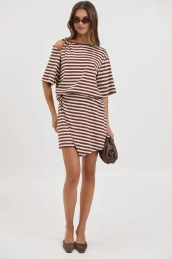 Anastasia Tee Dress Chocolate Stripe