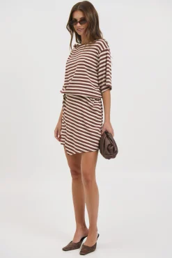 Anastasia Tee Dress Chocolate Stripe