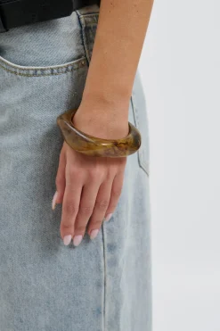 Angular Cuff Bangle Brown