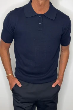 Archie Fitted Polo Navy