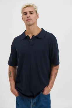 Archie Fitted Polo Navy