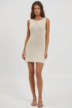 Ariya Sleeveless Mini Dress Cream Metallic