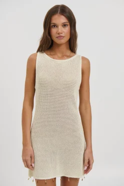 Ariya Sleeveless Mini Dress Cream Metallic