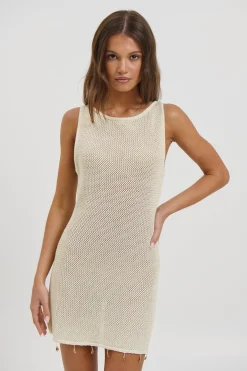 Ariya Sleeveless Mini Dress Cream Metallic