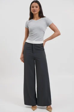 Arlie V Neck Layered Tee Grey