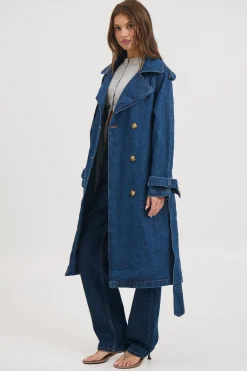 Ashley Trench Coat Dark Denim