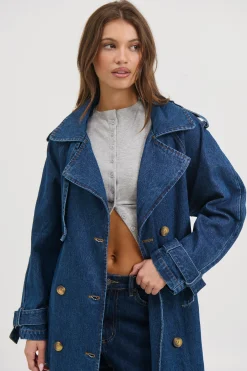 Ashley Trench Coat Dark Denim