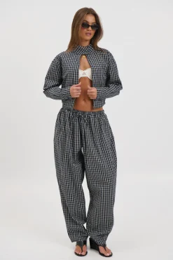 Aura Jacket Navy Lemon Plaid