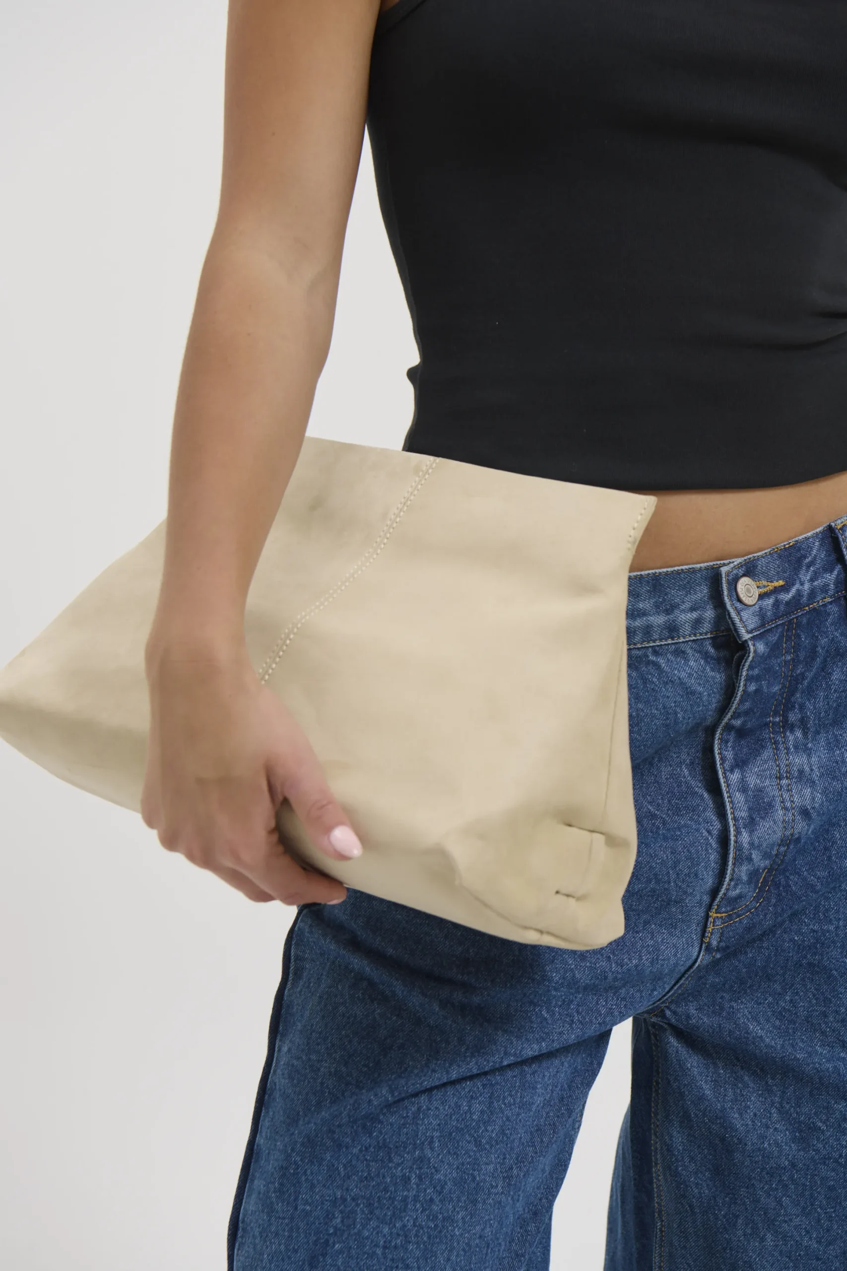 Becca Suede Clutch Beige