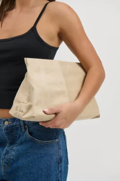 Becca Suede Clutch Beige