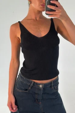 Belinda Ribbed Top Black
