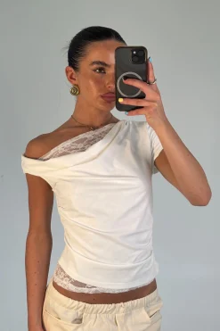 Belle Lace Top White
