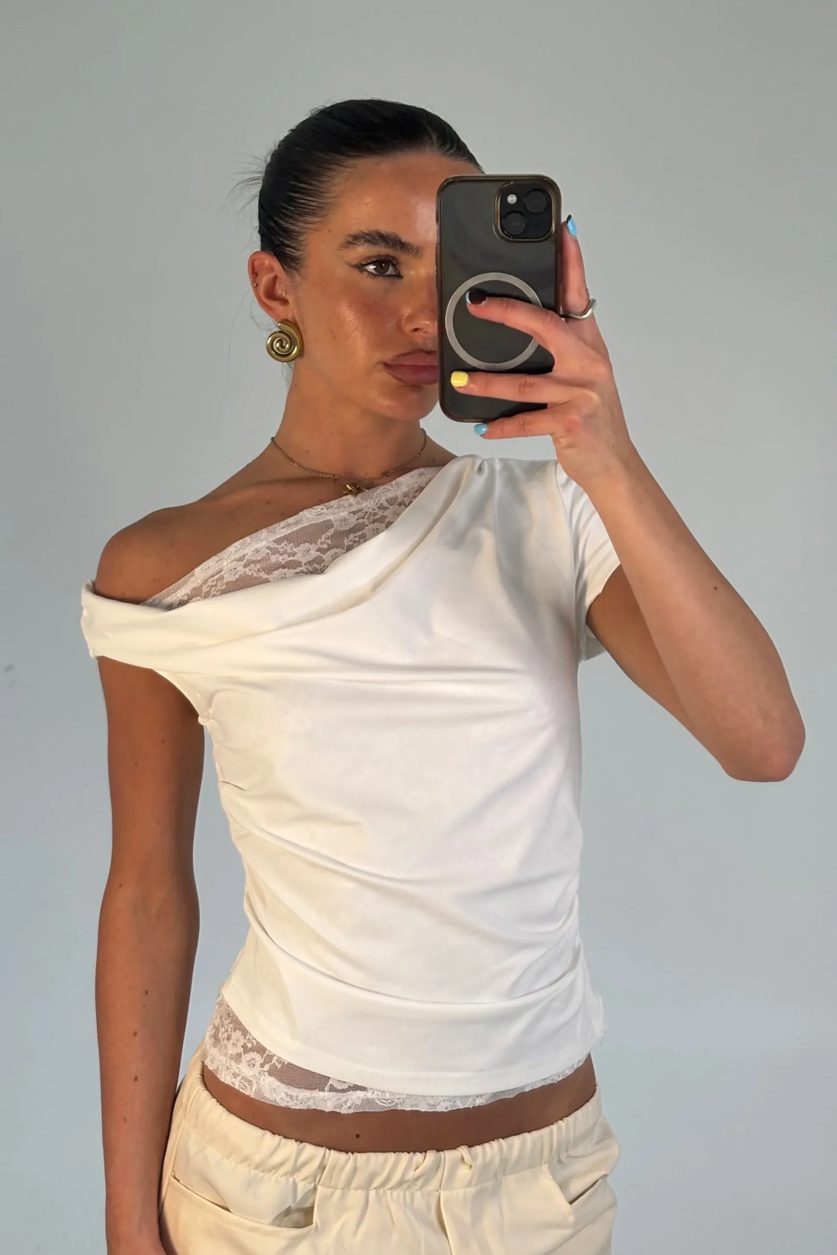 Belle Lace Top White