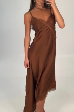 Blair Lace Midi Dress Chocolate