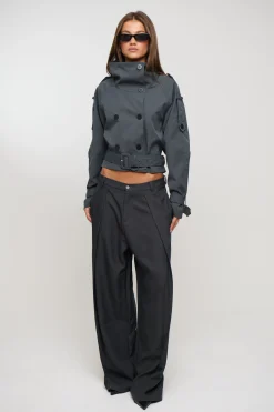 Blanc Cropped Trench Olive