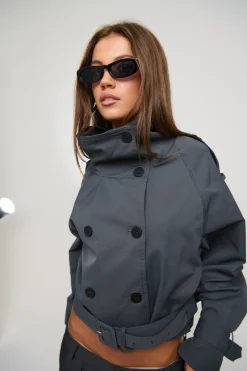 Blanc Cropped Trench Olive