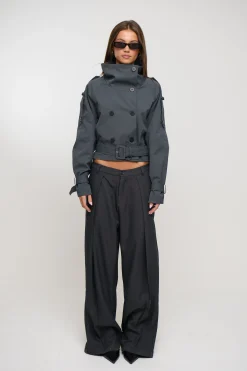 Blanc Cropped Trench Olive