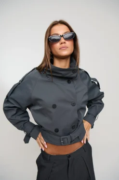 Blanc Cropped Trench Olive