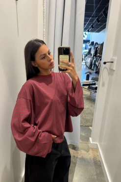 Bloom Long Sleeve Chocolate Wine Stripe