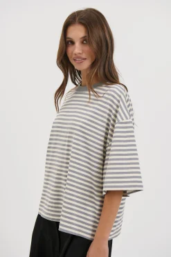 Bloom Short Sleeve Ash Stripe