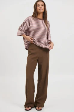 Bloom Short Sleeve Chocolate Blush Stripe