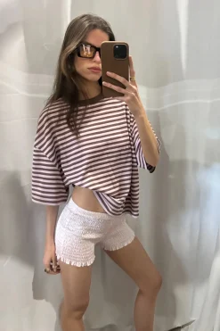 Bloom Short Sleeve Chocolate Blush Stripe