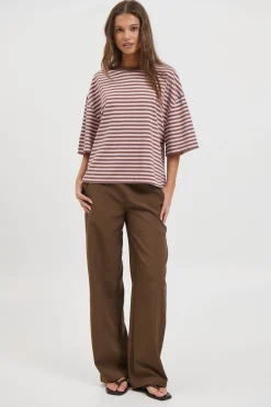 Bloom Short Sleeve Chocolate Blush Stripe