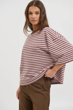 Bloom Short Sleeve Chocolate Blush Stripe