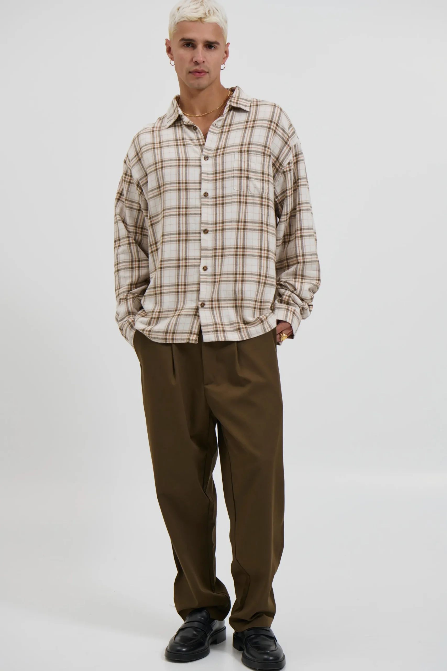 Brooklyn Check Shirt Griege