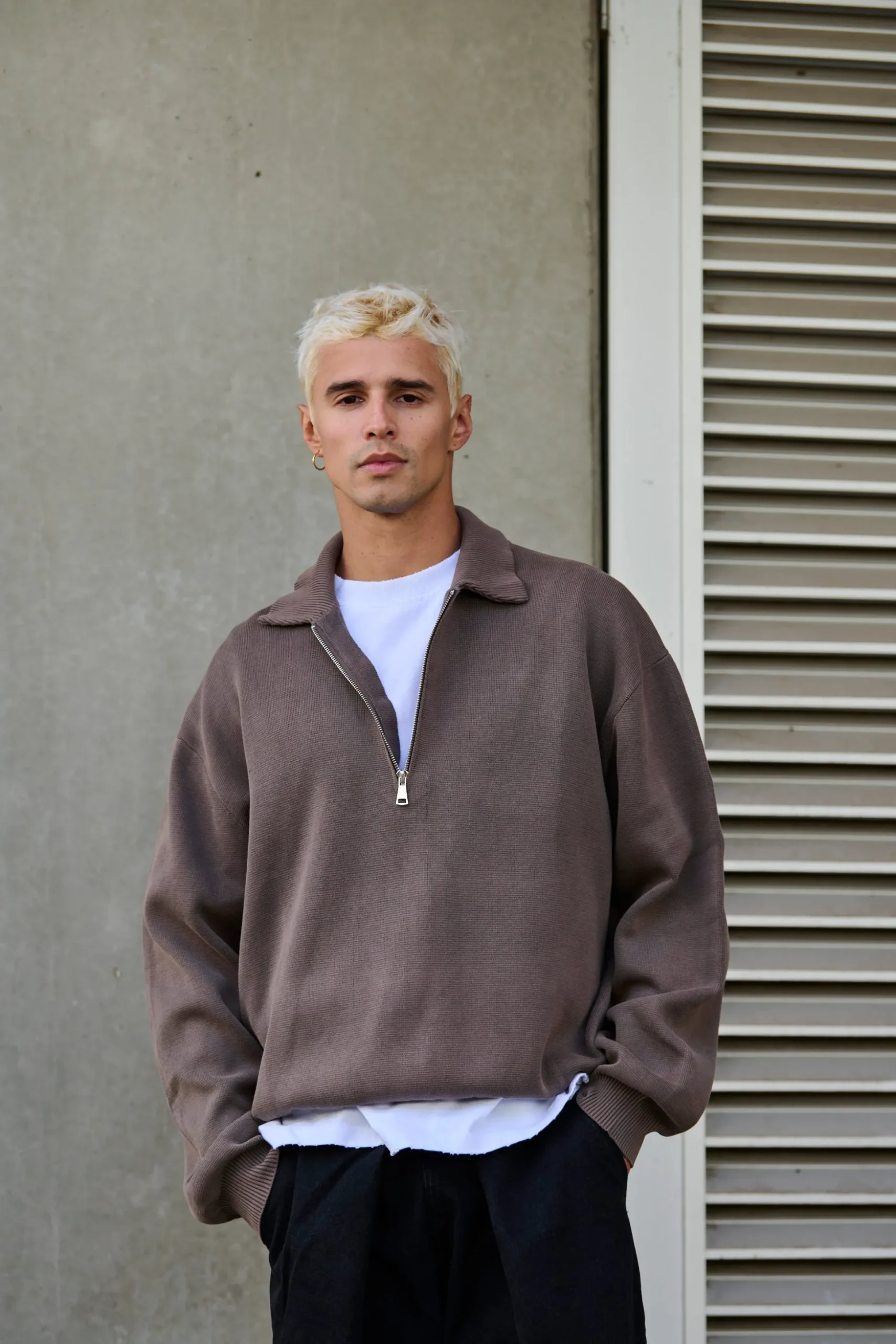 Calin Zip Up Knit Choc