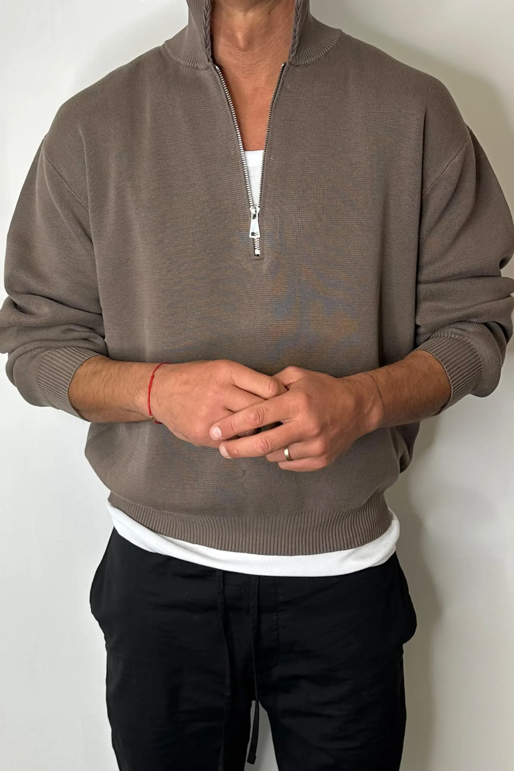 Calin Zip Up Knit Choc