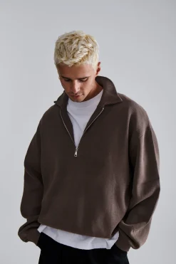 Calin Zip Up Knit Choc