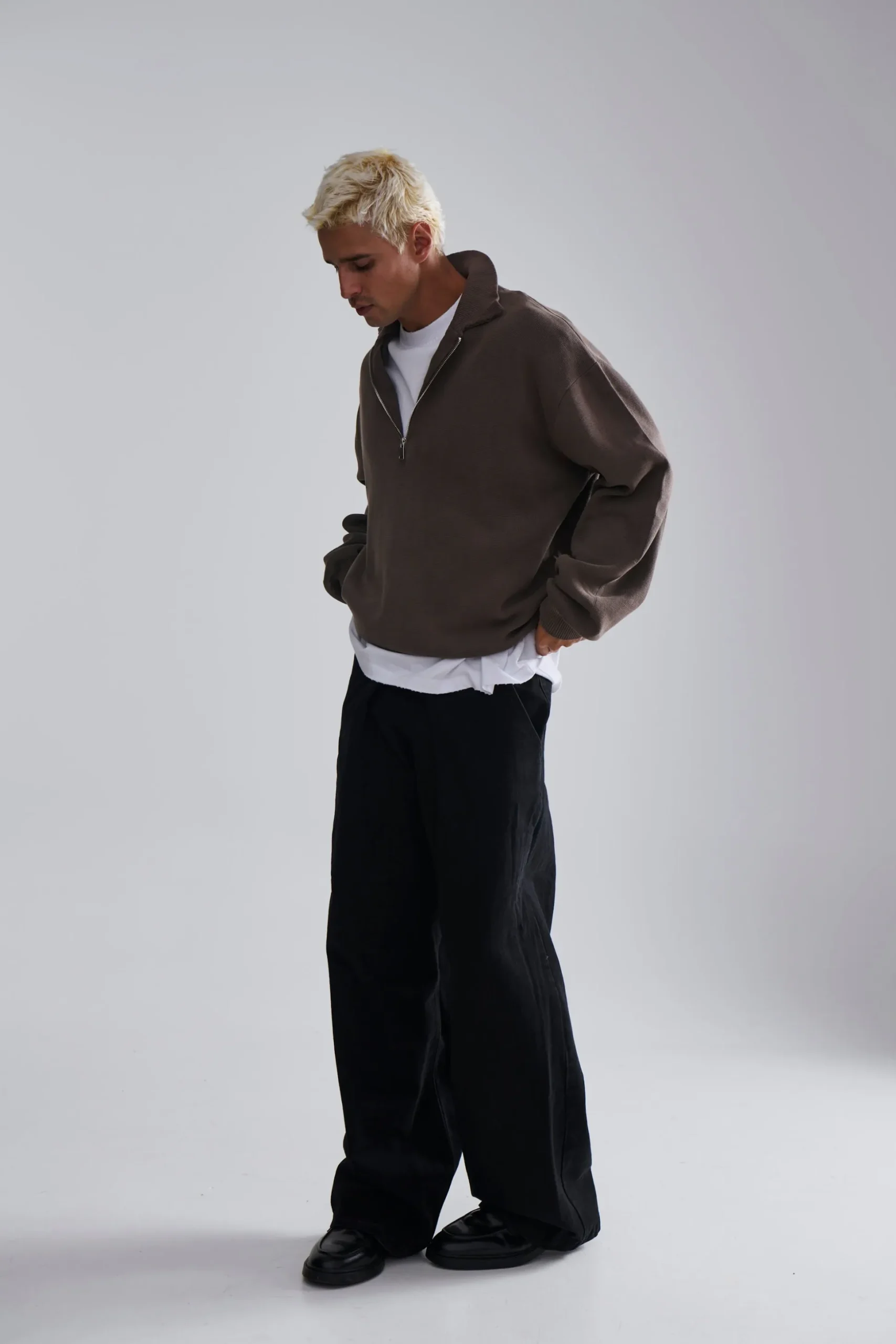 Calin Zip Up Knit Choc