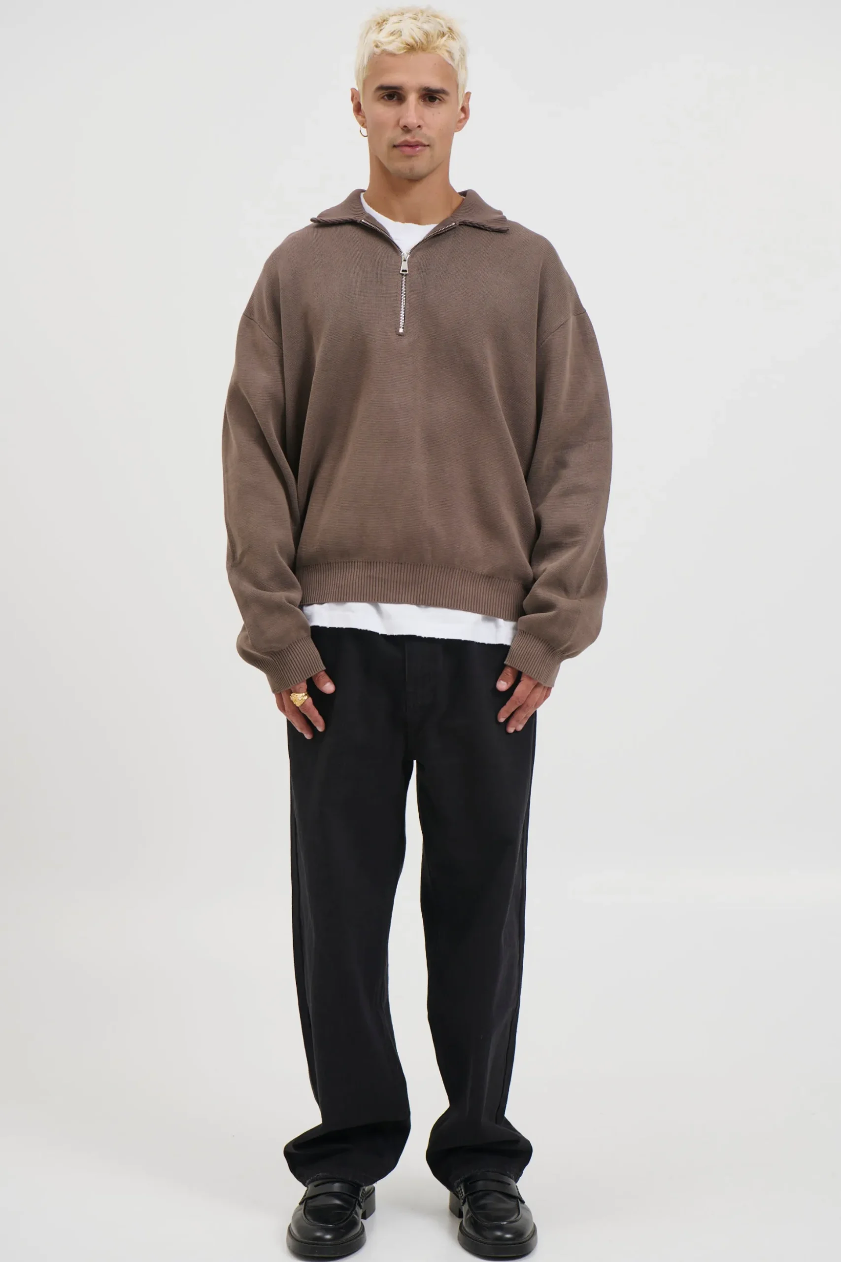 Calin Zip Up Knit Choc