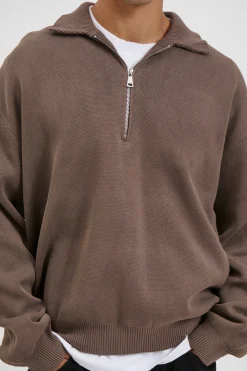 Calin Zip Up Knit Choc