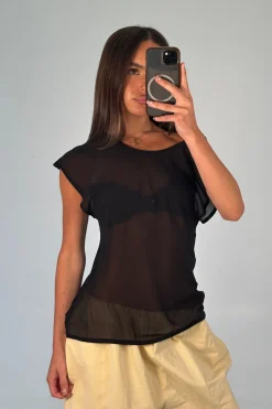 Camille Sheer Top Black