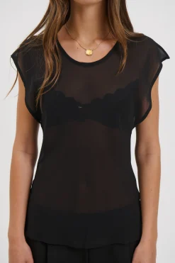 Camille Sheer Top Black