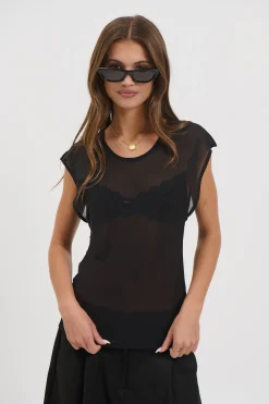 Camille Sheer Top Black