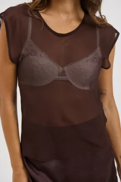 Camille Sheer Top Chocolate