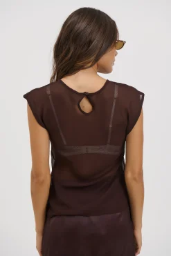 Camille Sheer Top Chocolate